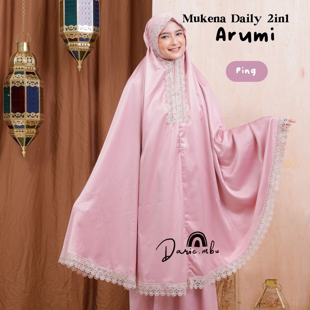 Mukena Dewasa 2in1 Sutra Velvet  Arumi Series dengan Renda Mewah dan Tas cantik