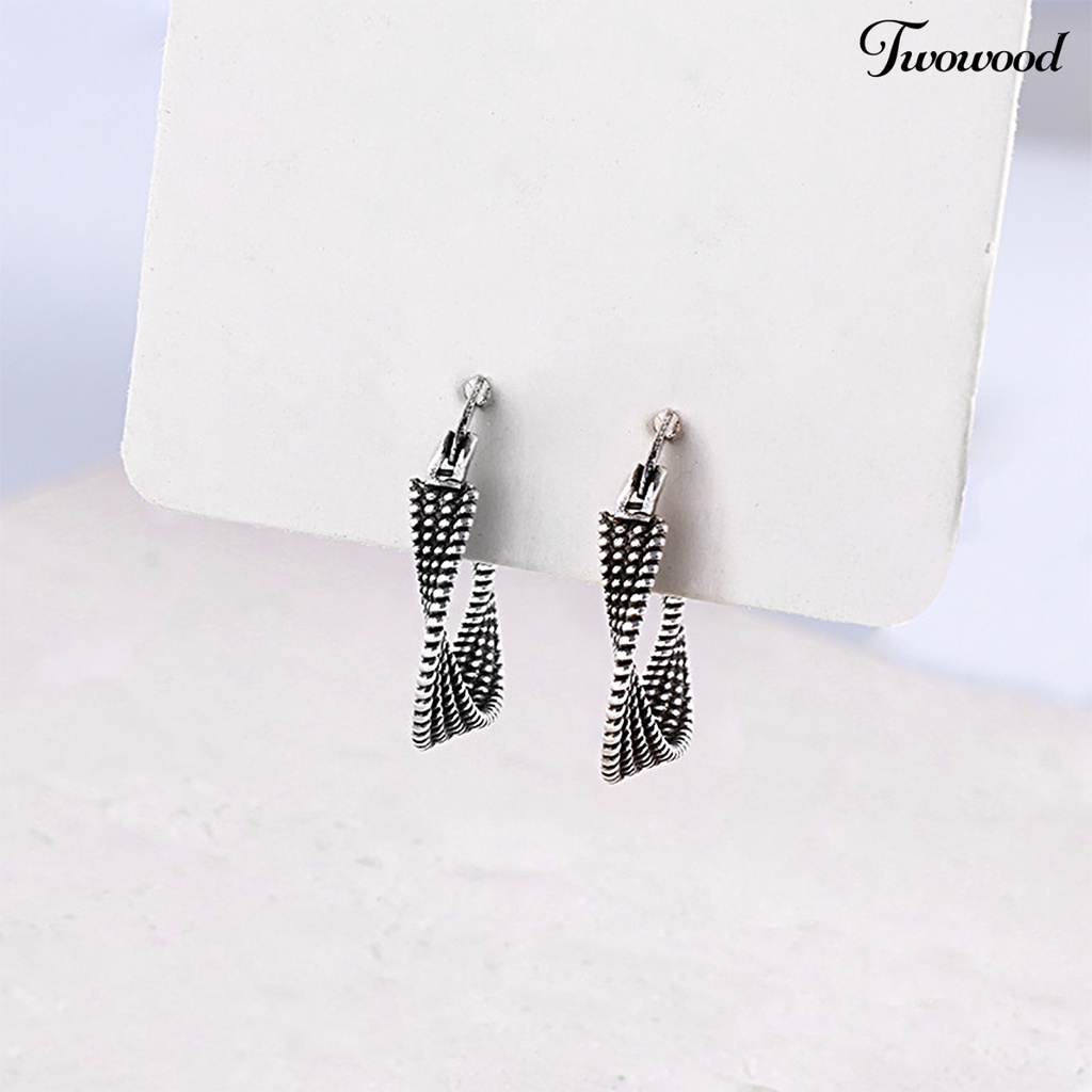 1pc Anting Wanita Model Twisted Plating Gaya Korea Untuk Pesta Pernikahan