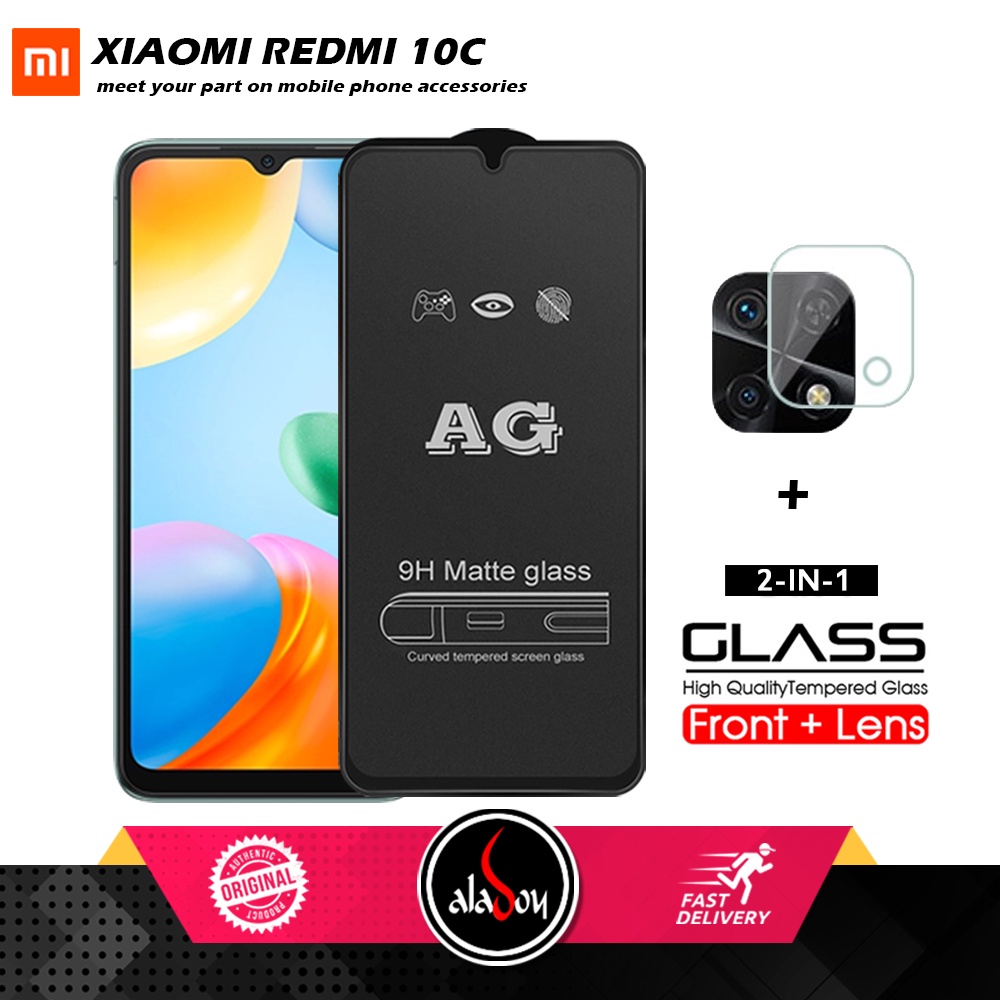 Xiaomi Redmi 10C PAKET 2IN1 Tempered Glass Matte Anti Glare Full Layar dan Tempered Glass Kamera
