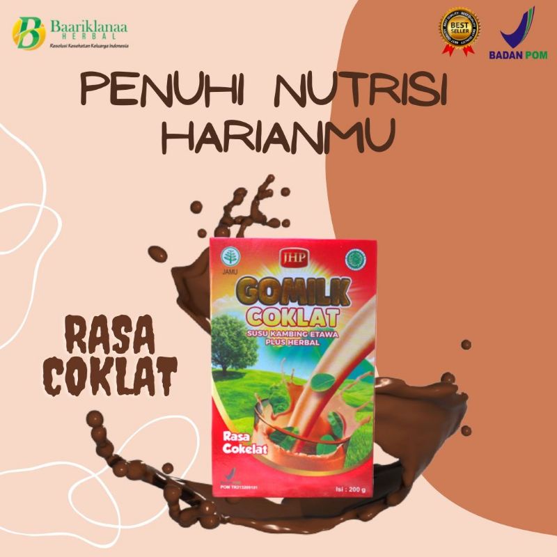 

Gomilk Susu etawa Penambah Nafsu makan / Susu Etawa plus Herb Daun Kelor rasa COKLAT