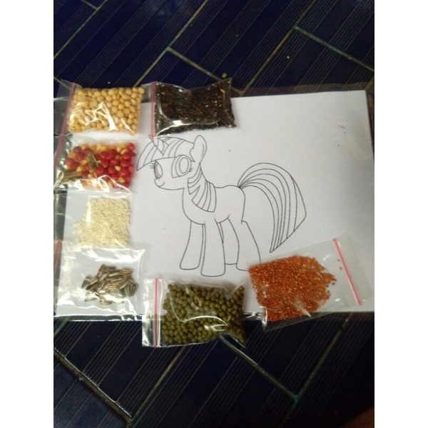 

kolase biji bijian tempel sendiri kuda pony