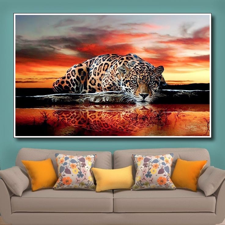 Hiasan Dinding Poster Gambar Harimau Xtra Jumbo Besar Best seller Ukuran 100x70cm 150x100cm 200x100c
