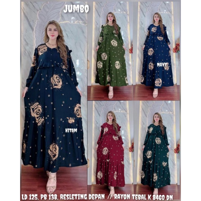 GAMIS TERBARU BUSUI DAN BUMIL LD 125 RESLETING DEPAN | GAMIS MOTIF BUNGA MAWAR DAN ABSTRAK KEKINIAN