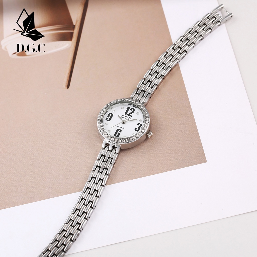 ✅COD D.G.C Jam Tangan Analog Fashion Strap Stainless Steel Quartz Wanita Import Diamond  W246