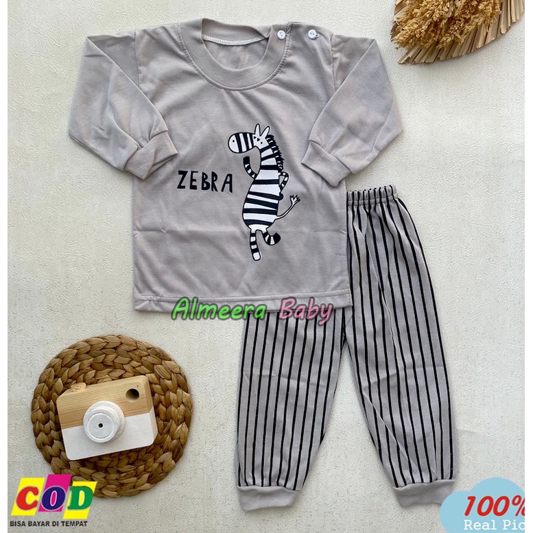 Setelan Baju Bayi Piyama Bayi Lengan Panjang Kancing Pundak Usia 3-12 Bulan Almeera Baby and Kids