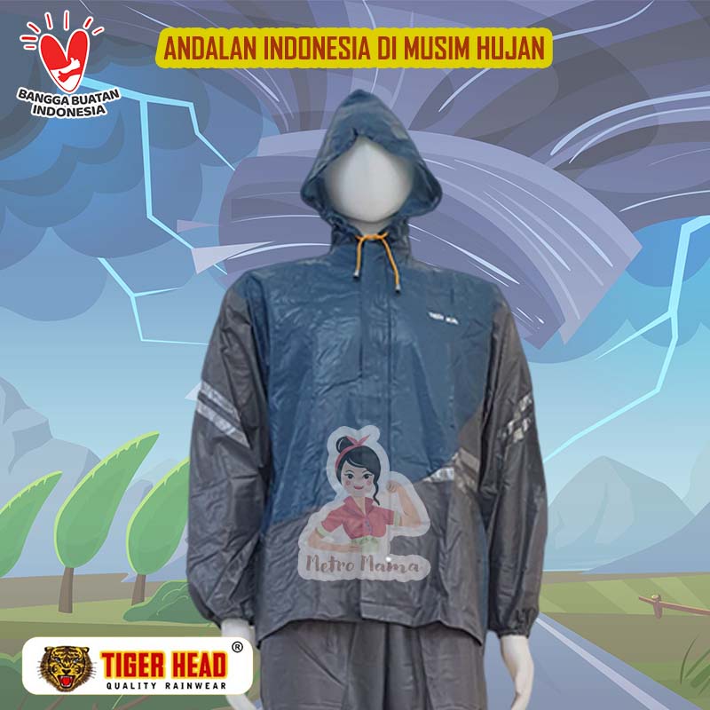 Jas Hujan Jaket Celana Stelan Stretch Tornado TIGER HEAD 68282