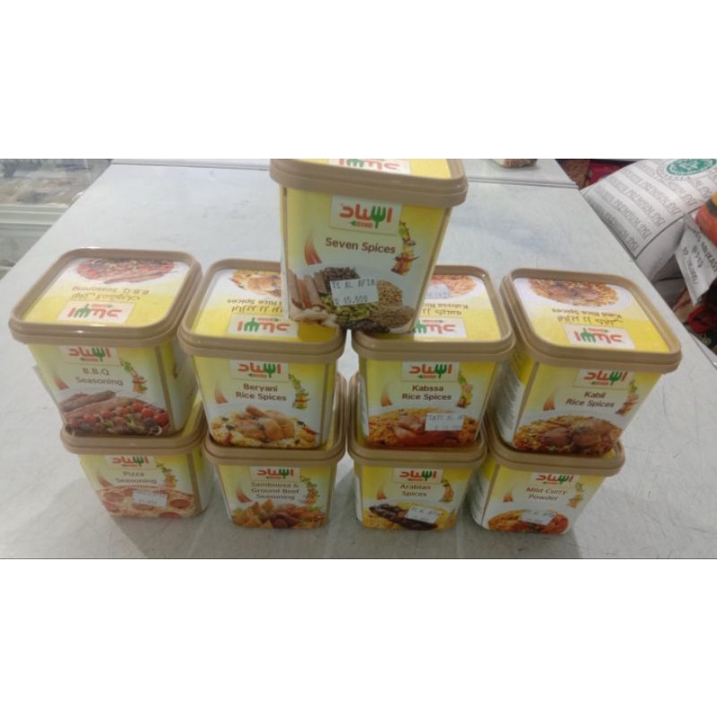 

Bumbu Esnad Aneka Rasa sudah ada izin POM / Mandi Seasoning, Kabssa / Kabsah, B.B.Q Seasoning, Seven Spices, Kabli / Kebuli, Beryani, Pizza Seasoning 200gram