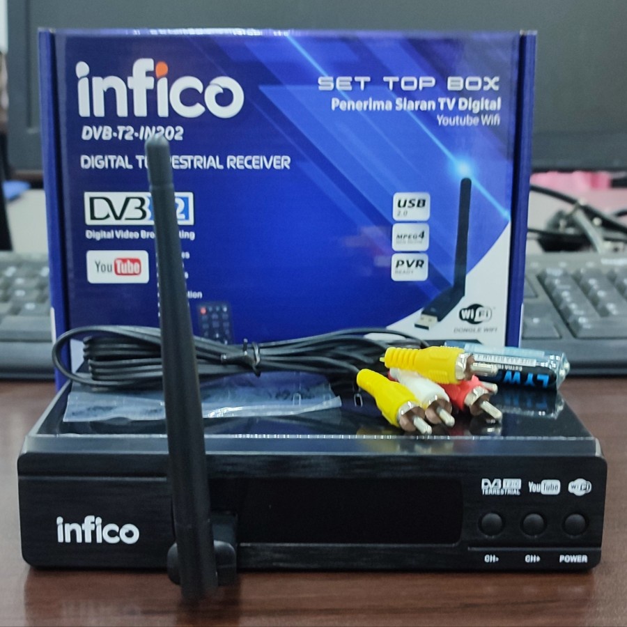 SET TOP BOX INFICO DIGITAL ITB-202 RECEIVER TV DIGITAL FREE DONGLE WIFI