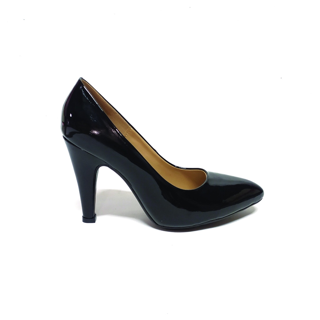 Workswell Sepatu Kerja Wanita High Heels 9cm Kode Duta 3 Hitam Glosi