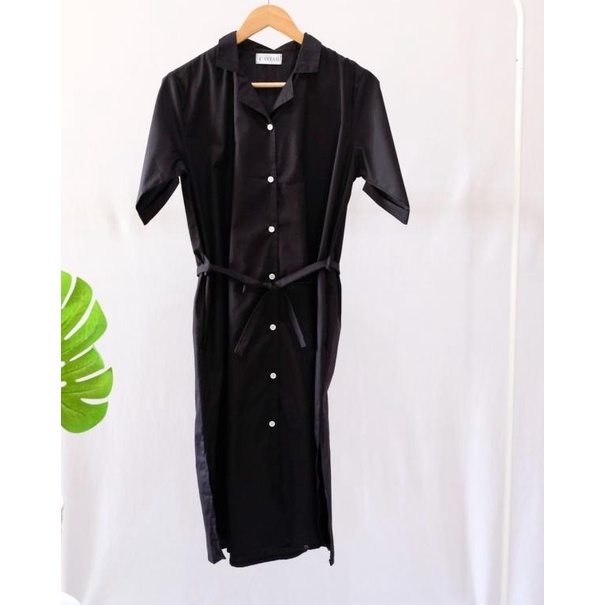 DRESS BUSUI BUMIL FRIENDLY CASUAL PREMIUM DRESS POLOS MIDI DRESS - Hitam