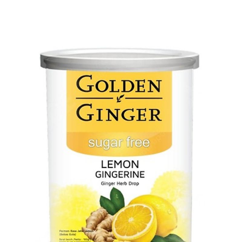 

Golden Ginger Can Herb Drop Sugar Free Lemon 100gr - Permen