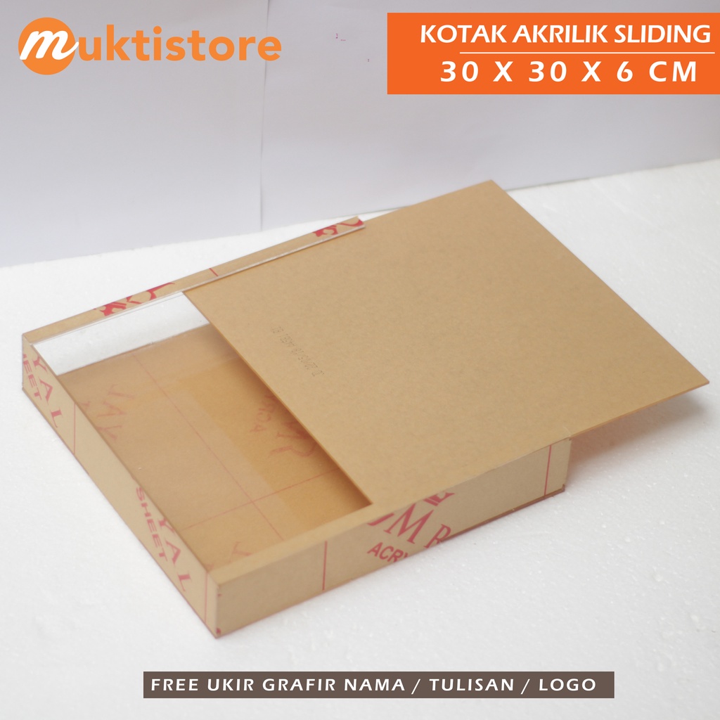 

RK Kotak akrilik sliding 30x30x6 mahar tetes air, frame akrilik