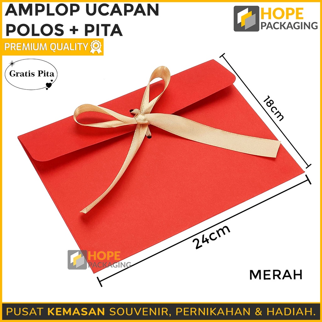 Amplop Ucapan dengan Pita uk. 18x 24 cm / Amplop Polos / Aesthetic / Vintage