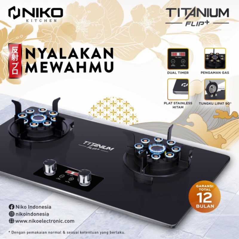 NIKO Kompor Tanam 2 Tungku &amp; Lipat TITANIUM FLIP PLUS NEW!!