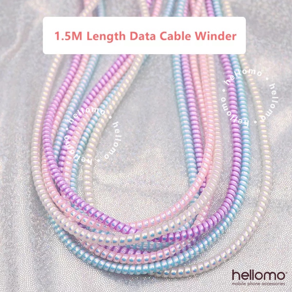 Pelilit Kabel Spiral Pelindung Casan Cable Hp Charger Cord Protector Hologram Panjang 1,5 meter