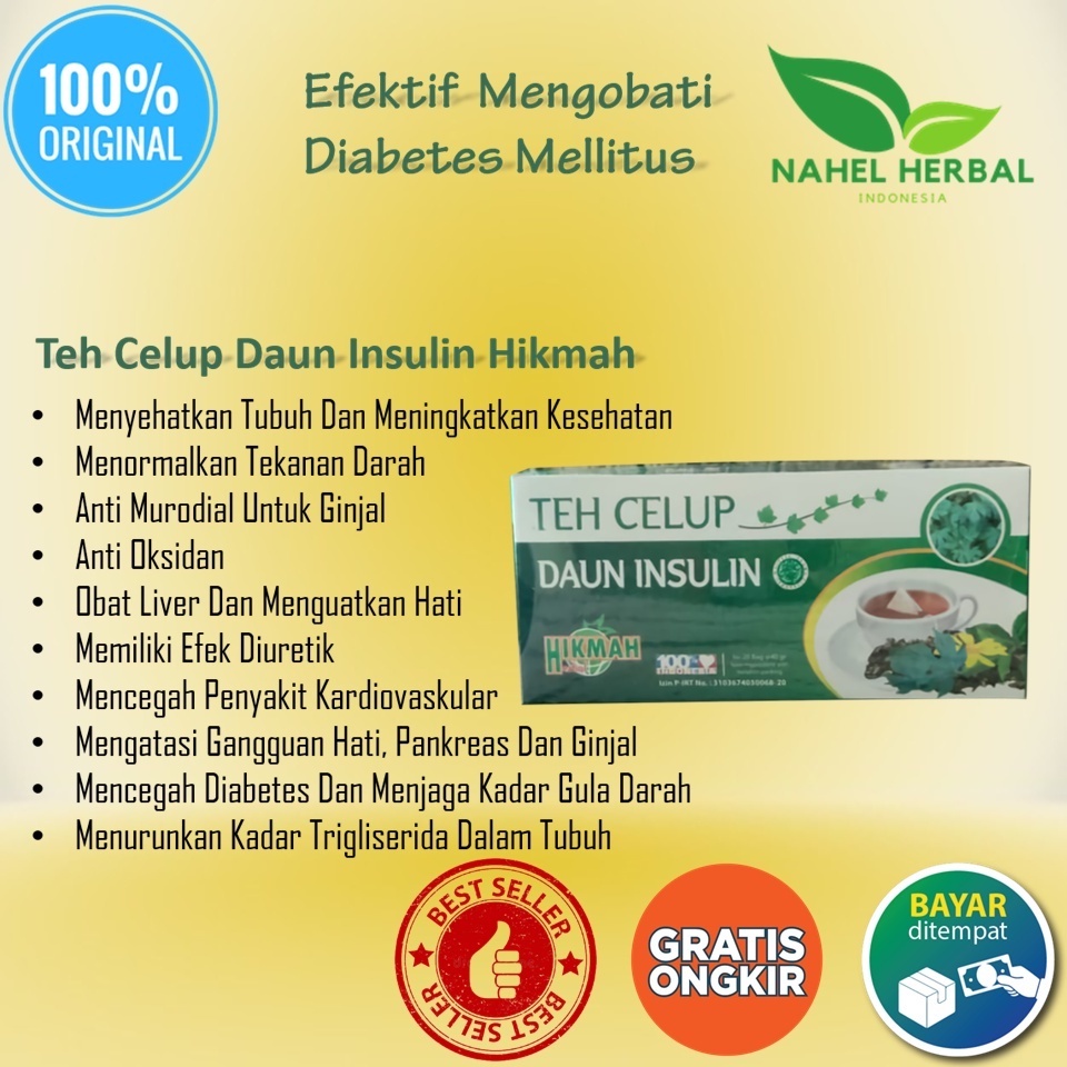 Teh Celup Daun Insulin Asli - Teh Herbal 100% Asli - Obat Diabetes - Daun Insulin