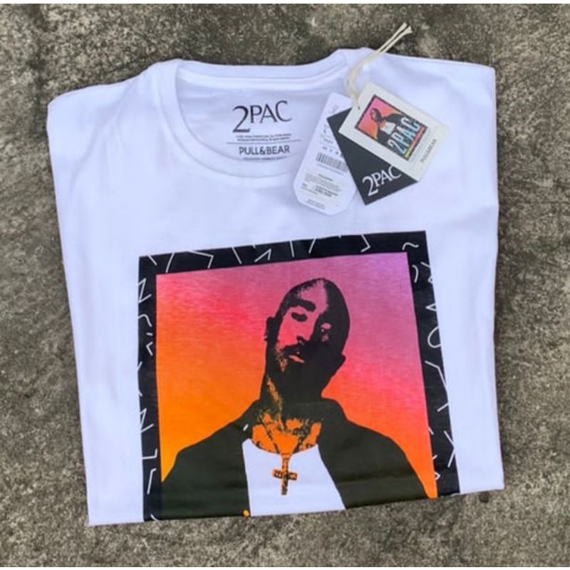 Tshirt Pull&bear Collabs Tupac Putih / Tupac All Eyes On Me