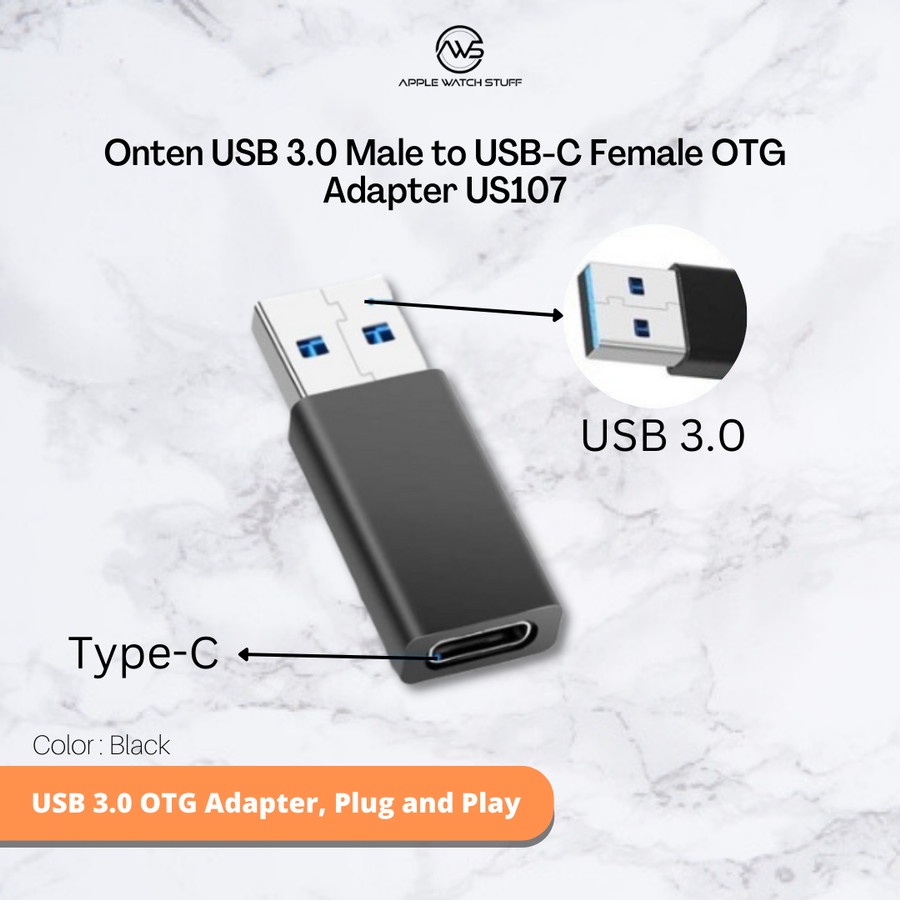 Onten USB 3.0 Male to USB-C Female OTG Adapter US107