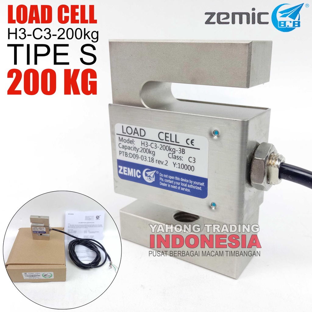 Load Cell ZEMIC H3 C3 200kg Tipe S Loadcell Sensor Berat Timbangan Digital