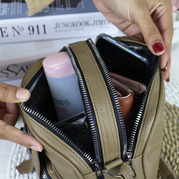 Luna Aura Tas Selempang Wanita Oval Cevron 3 Ruang Slingbag Wanita Terbaru Tas Wanita Kekinian Tas ootd