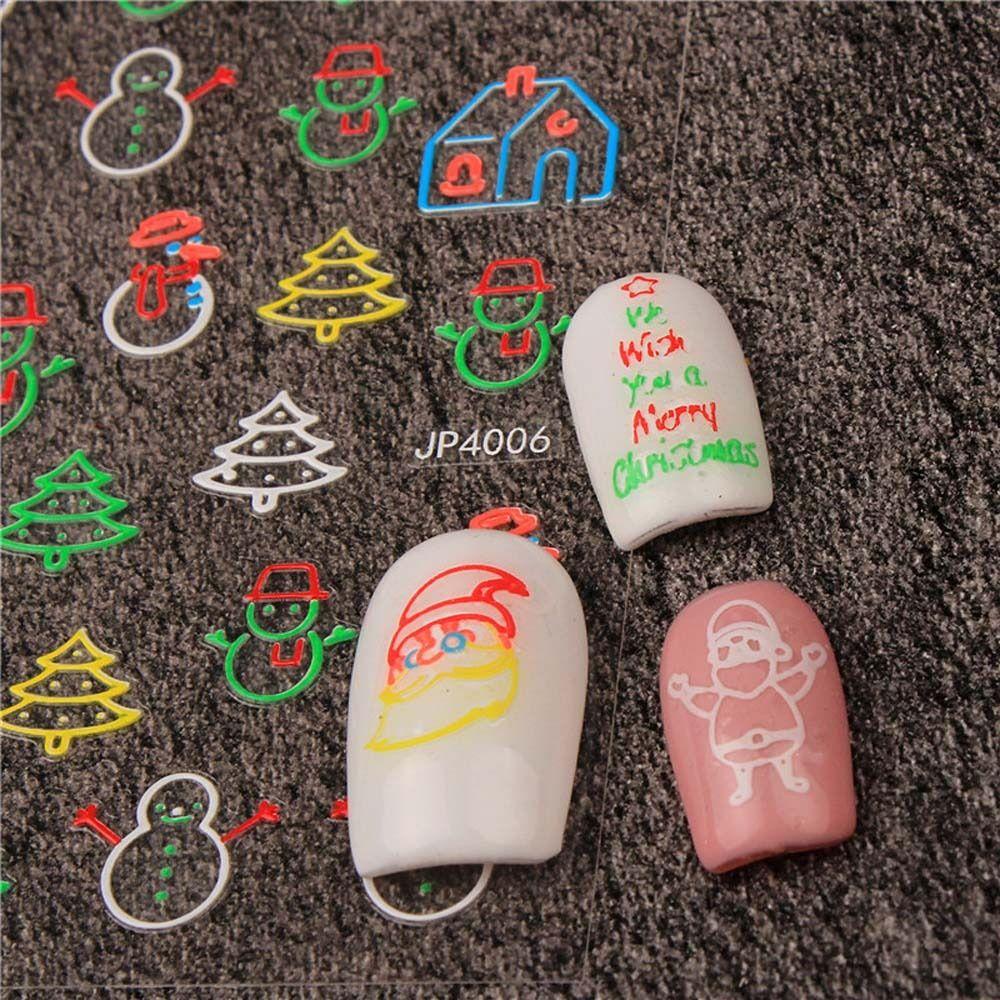 Mxbeauty Stiker Kuku Natal Wanita Perekat Diri Christmas Nail Art Santa Claus Manicure Aksesoris Nail Art Dekorasi