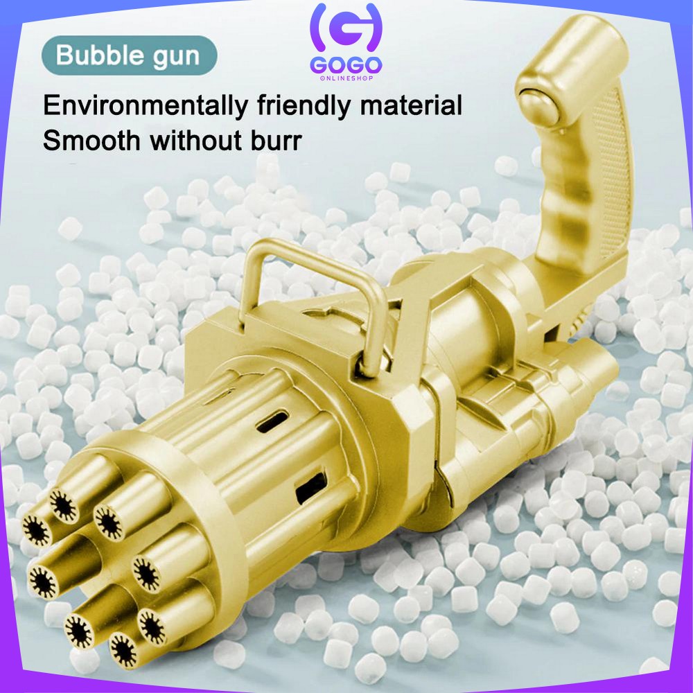 GOGO-M197 Mainan Bubble Gun Pistol Gelembung Sabun Anak Buble Gun Elektrik Machine Gun Bubble Busa