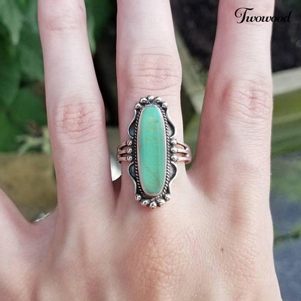 Cincin Turquoise Gaya Vintage Untuk Wanita