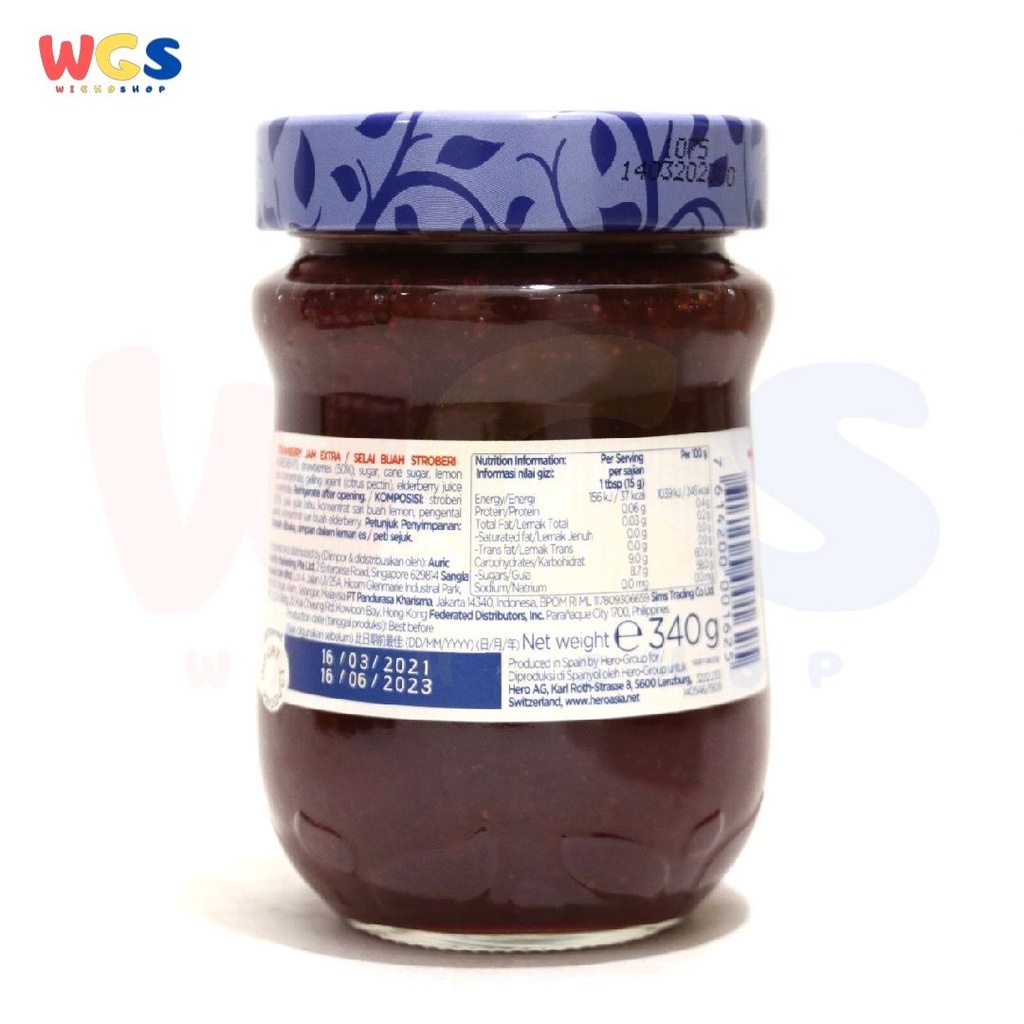 Hero Selai Strawberry Jam No Artificial Colours Spread 340g