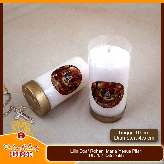 Lilin Doa/ Rohani Maria Yesus Pilar DD 1/2 Kati Putih