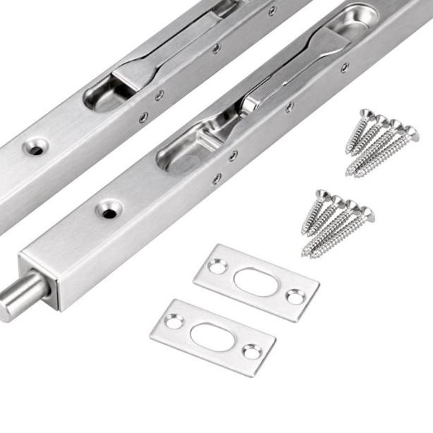 Grendel tanam stainless 6 dan 12 inci grendel tanam pintu kayu dobel - 8"+12"