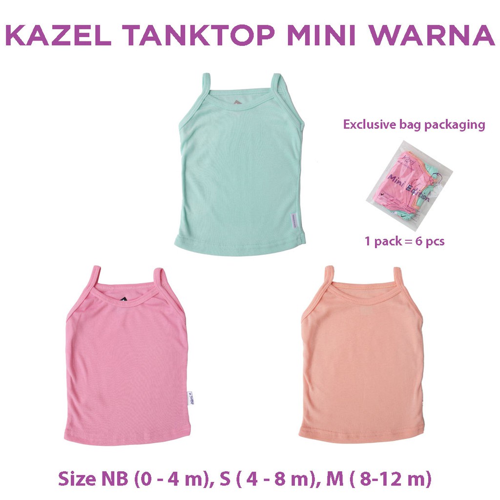 KAZEL SINGLET - Kazel Tanktop Dalam Warna 0-5 Tahun isi 3Pcs/ Tanktop Warna Anak Perempuan