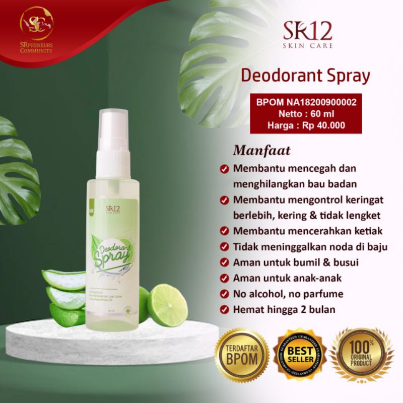 Jual Deodorant spray SR12 60ml Shopee Indonesia