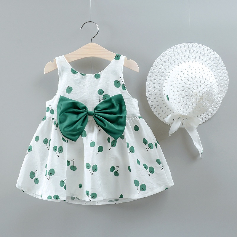 [Kirim topi] Gadis 1-4 tahun bayi musim panas gaun ceri bayi rok gaun gaun musim panas rok gadis