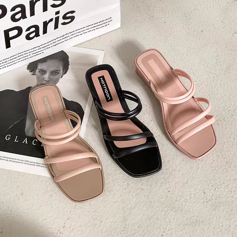 FY New Sandal Heels Karet Wanita High Quality Sandal Wedges Slop Tali Jelly