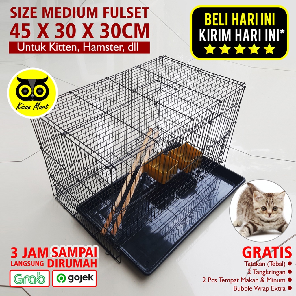 KANDANG KUCING BESI LIPAT SIZE M MEDIUM U/ KELINCI / SUGAR GLIDER / KITTEN / HAMSTER PET CAGE KDMDM