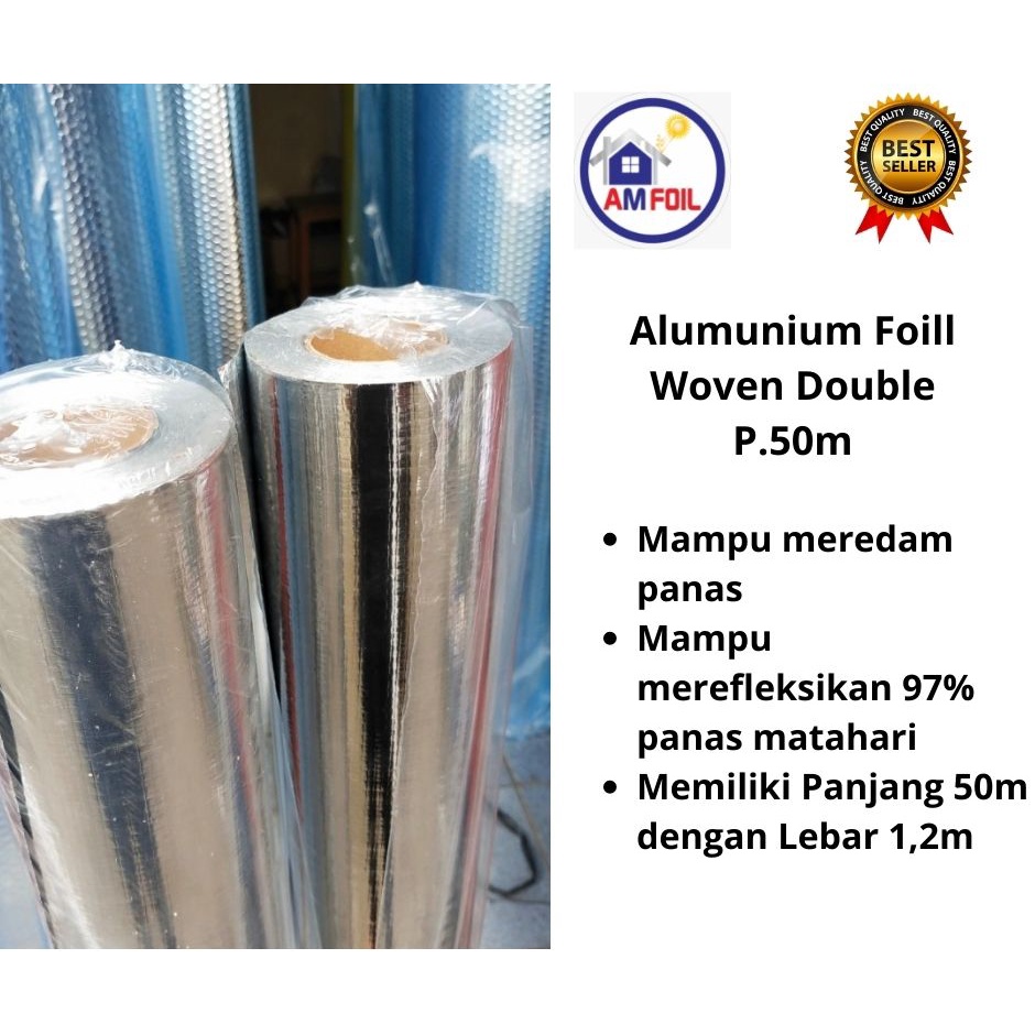 [Luar Kota] Alumunium Foil Woven Double Side Panjang 50m - Alumunium Foil Woven Double - Alumunium F