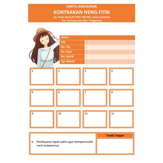 

KARTU ANGSURAN !!! HOME KREDIT/ARISAN/KONTRAKAN/CICILAN EMAS