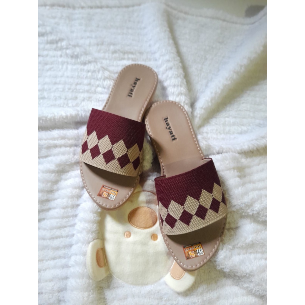 Sandal Wanita Hayati Rajut GRATIS ONGKIR Asli Sol Karet Mentah, Anti Slip, Prodak original tasik, Te