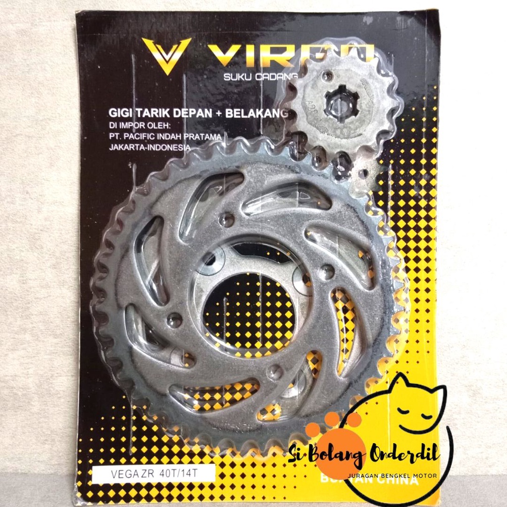 GIR DEPAN BELAKANG MURAH VEGA ZR (40T/14T) GEAR SET DEPAN + BELAKANG MURAH VEGA ZR (40T/14T) VIRGO