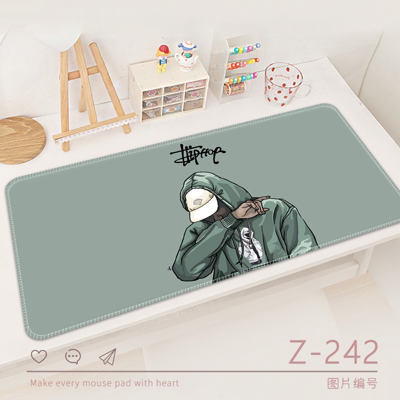 Mouse Pad Bahan Kulit PU Anti Air Motif Inisial Nama Emas Untuk Komputer / Notebook / Kantor