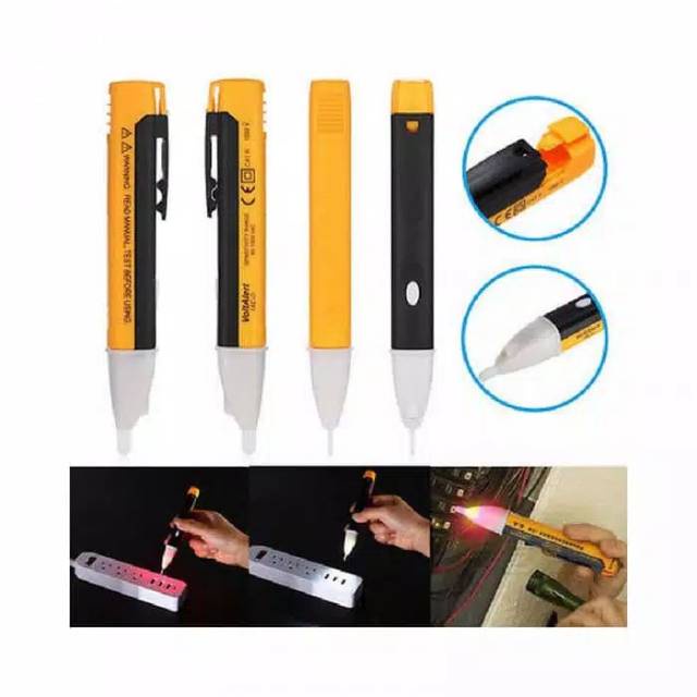 Tespen Digital Non Contact AC Pengukur Arus Listrik 90 Volt-1000 Volt Test pen Sensor Voltage Detector Alat Cek Kabel Putus Kontak 90v - 1000V Jakman MURAH