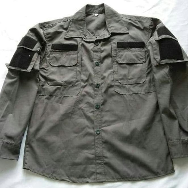 kemeja tactical army kemeja taktikal lengan panjang pria hijau army - HIJAU ARMY, M