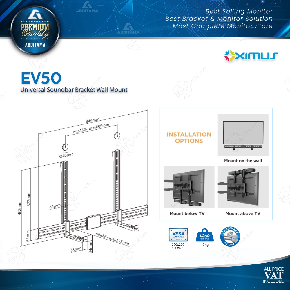 Universal Soundbar Bracket Wall Vesa Base Holder Premium OXIMUS EV50