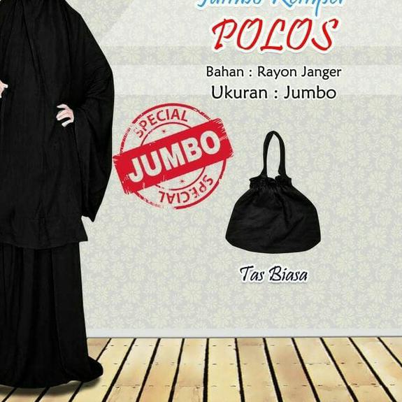 MUKENA KATUN RAYON JUMBO POLOS HITAM