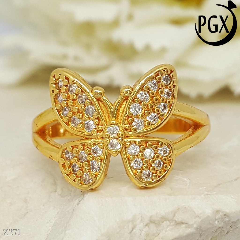 PGX Cincin Xuping Wanita Perhiasan Lapis Emas Aksesoris Fashion Premium - Z271