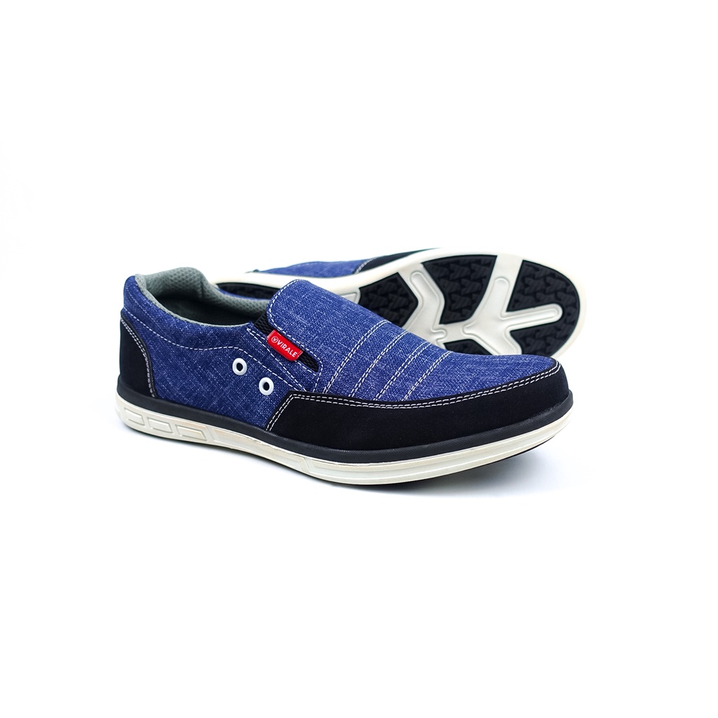 Sepatu Slip On Pria Formal Casual Terbaru AI 01 NAVY