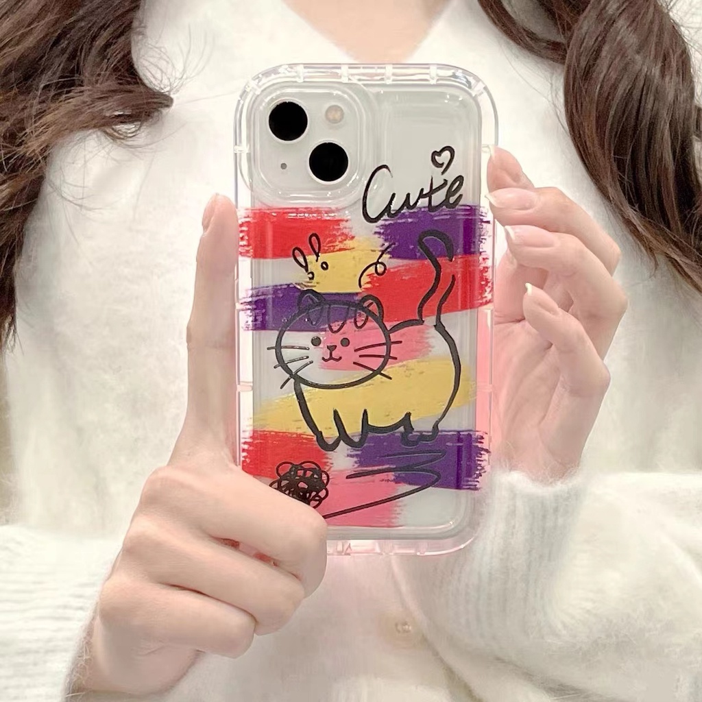 Soft Case Silikon TPU Transparan Motif Kucing Untuk IPhone 14 12 13 11 Pro XS Max 7 8 6 6S Plus X XR