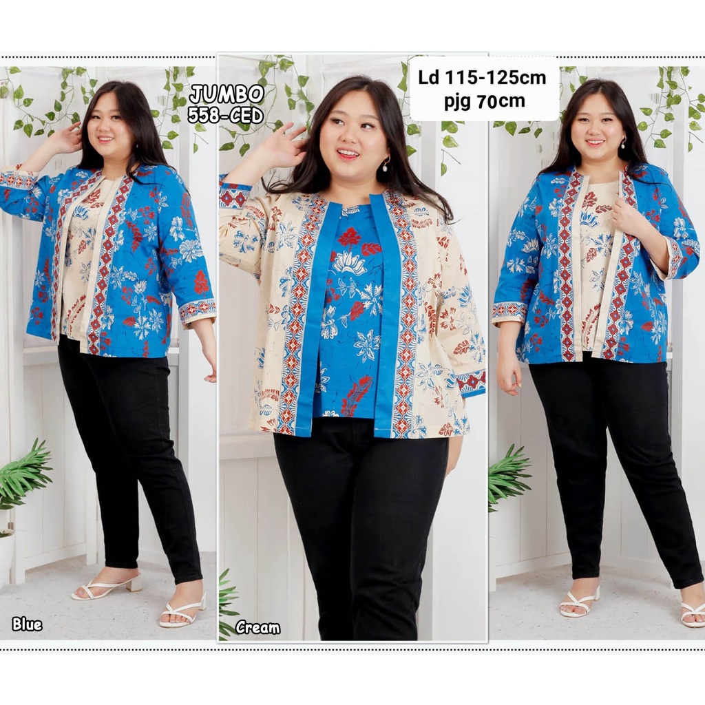 BIGCLO - (COD) LD 115-125cm Atasan Jumbo Batik Mix Wanita Bigsize