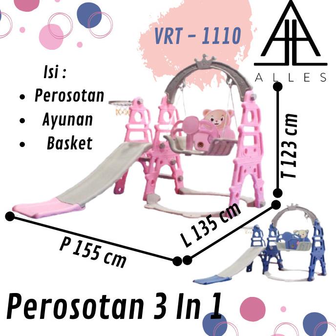 Mainan Anak Perosotan Ayunan 3 IN 1 Playground Anak VRT 1110 stock ada