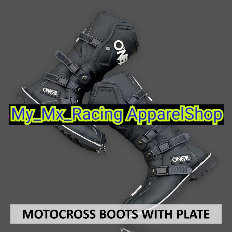 Sepatu MX Boots Oneal with Iron Protector - Sepatu Trail - Sepatu Motocross - Sepatu Enduro - Sepatu Adventure - Premium Black terlaris